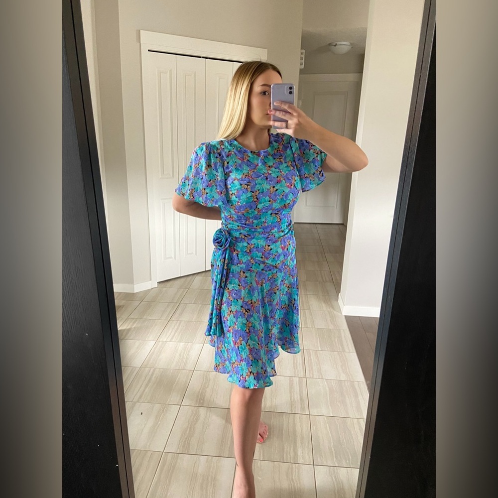 1980s David rose floral dress size 12